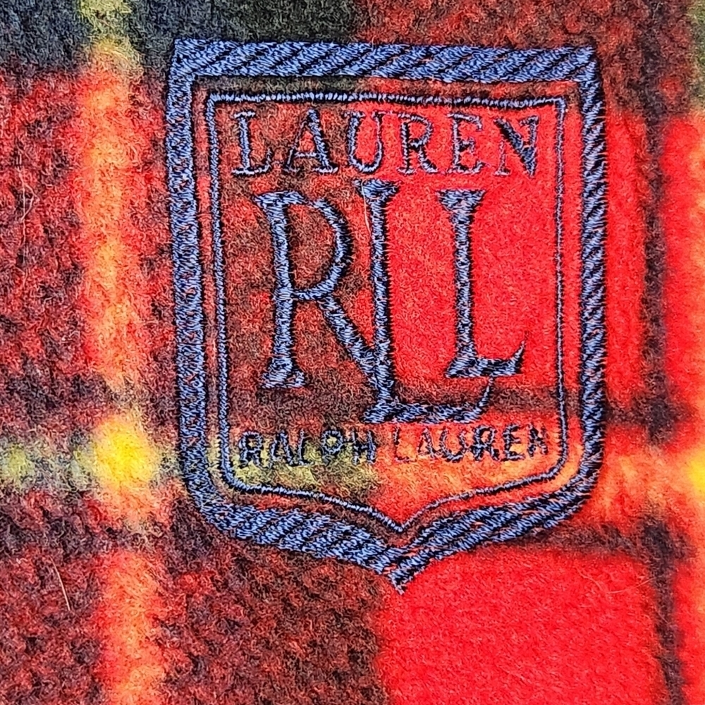 Lauren Ralph Lauren Vintage Red Blue Plaid Fleece Pullover Hoodie Womens Small - Picture 5 of 7
